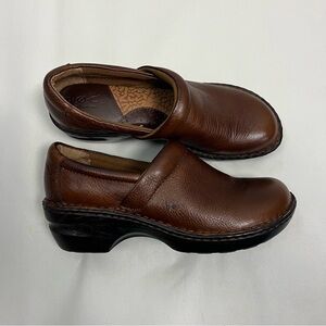 Born B.O.C Peggy Leather Slip-On Clog Size 10 Brown